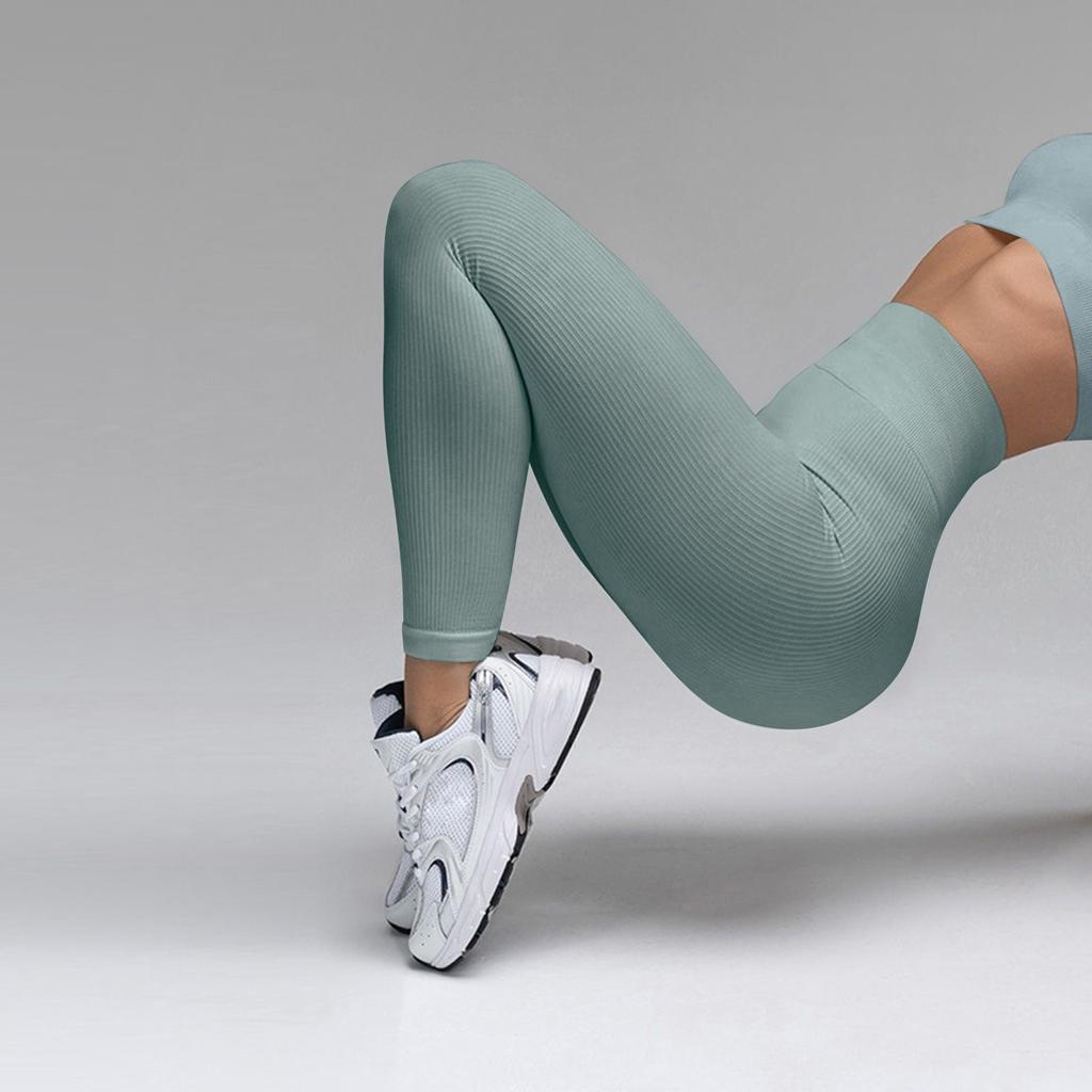 Women's Fashion Ribbed Yoga Pants High Waist Fitness Leggings Sweatpants