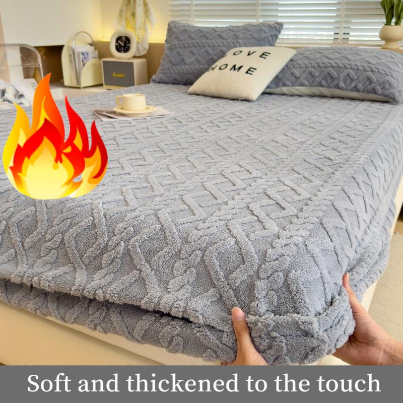 2025 Осенне-зимняя утолщенная простыня из молочного бархата, Цельный мягкий коралловый бархатный наматрасник, Тафтовый протектор для матраса