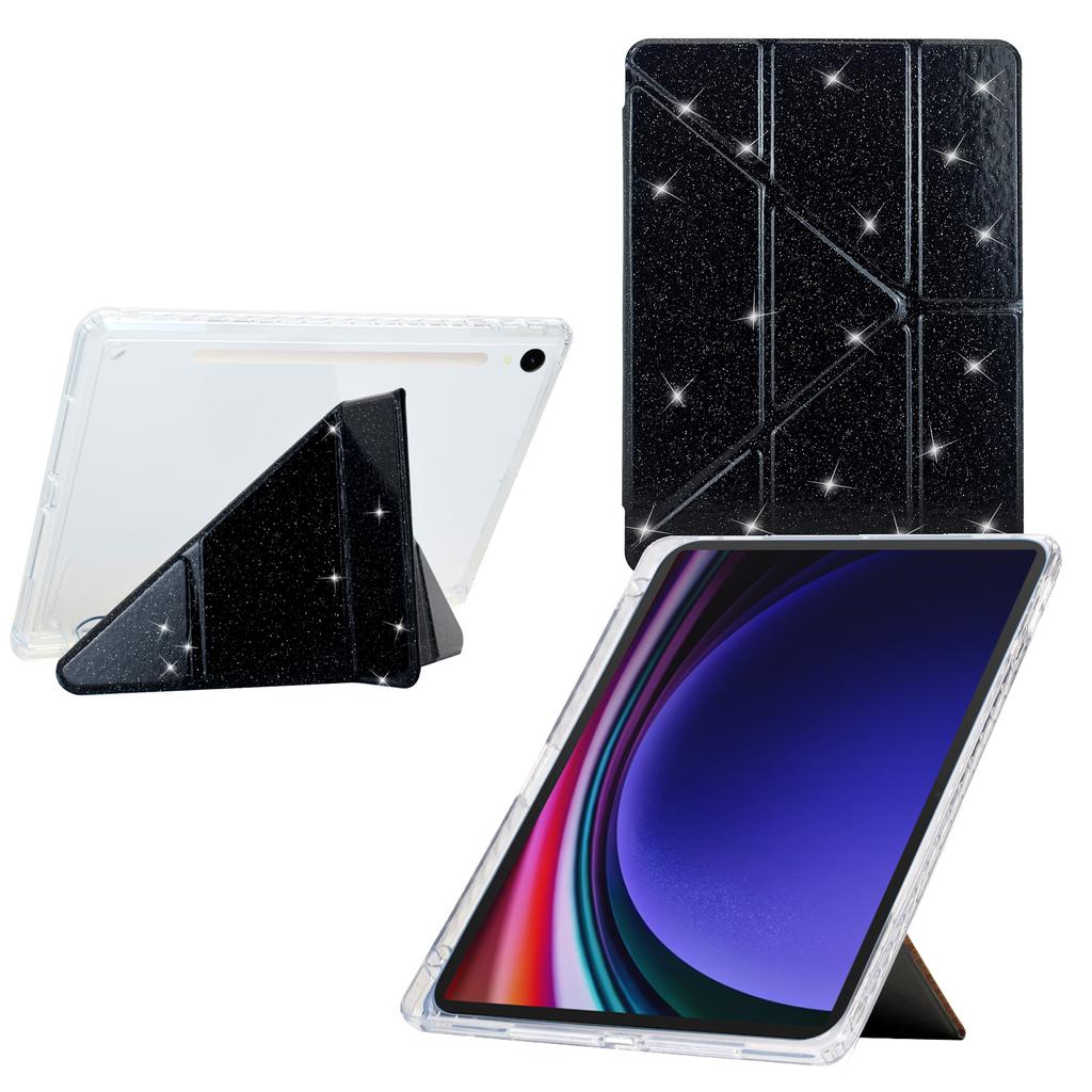 Tablet Case For Samsung Galaxy Tab S10 FE/S9 FE/S9 Y-Fold Stand Glitter Leather TPU Acrylic Clear Cover