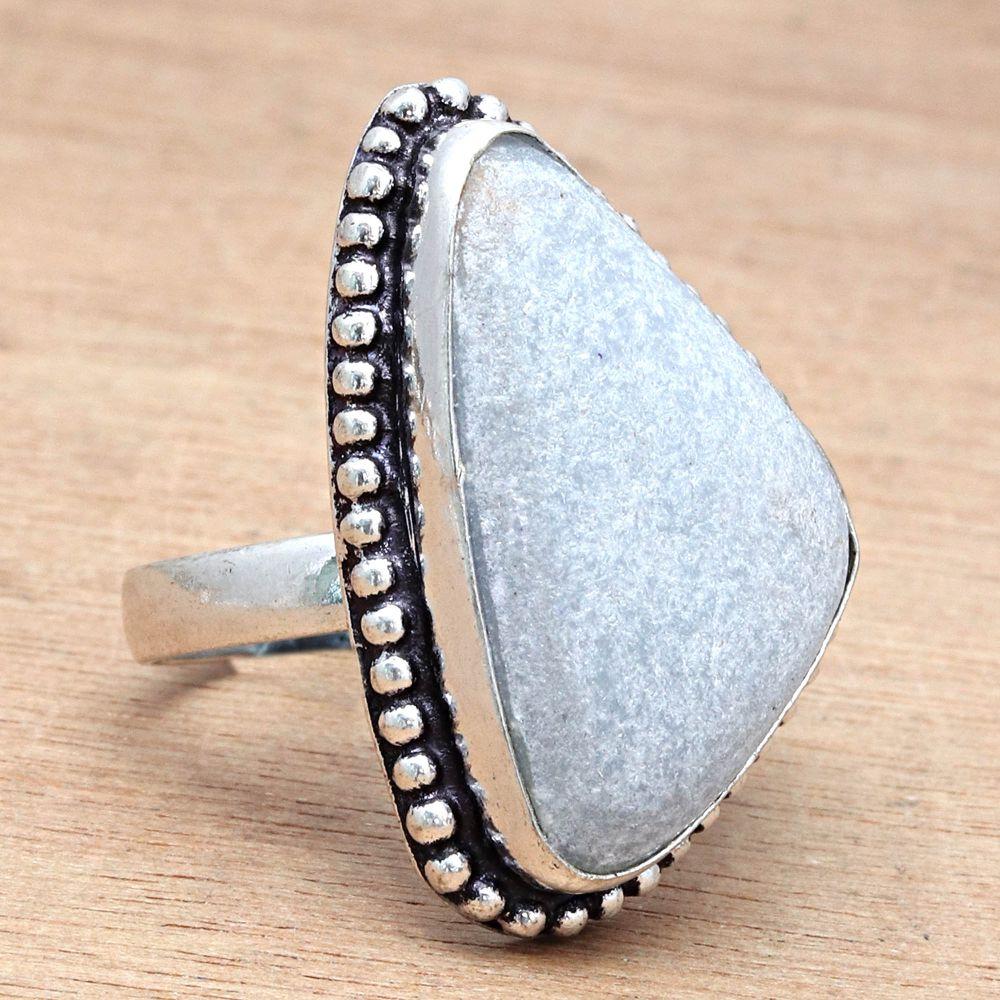 Халцедон Драгоценный камень Ручная работа Серебряные украшения "9.5"