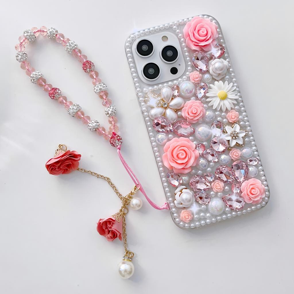 Роскошный 3D Цветочный Чехол для Телефона Для Realme C75 C75X C73 C71 C61 C55 C51 C53 C35 C31 C30 C33 C25 C21Y C25Y C20 C21 Ручной Работы Жемчуг Хрусталь Стразы Обложка