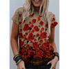 3D Printed Vintage Flower T Shirt For Women Colorful Graphic T-Shirts Summer Harajuku Loose Tees Round Neck Tops Short Sleeves
