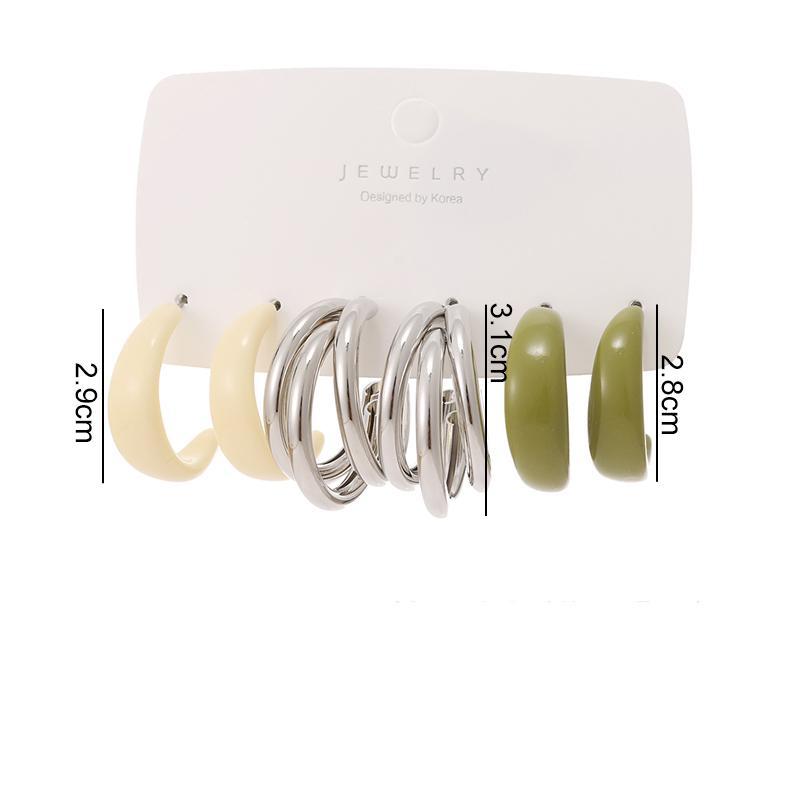 Набор серег-колец из акриловой смолы в стиле панк для женщин, модные круглые серьги, темпераментные трендовые ювелирные изделия