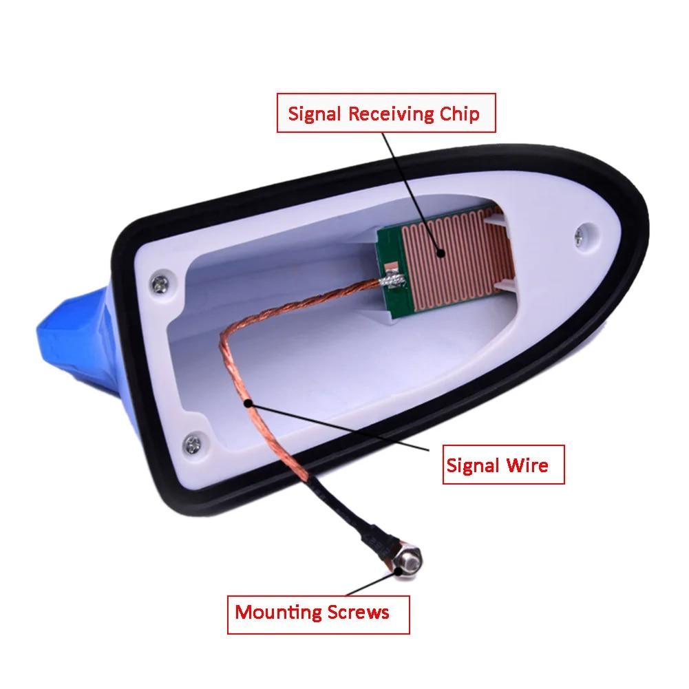 16cm Universal Carbon Fiber Look Car Roof Top Mount Shark Fin Aerial Antenna Toppers Auto Radio AM FM Antenna Signal Amplifier