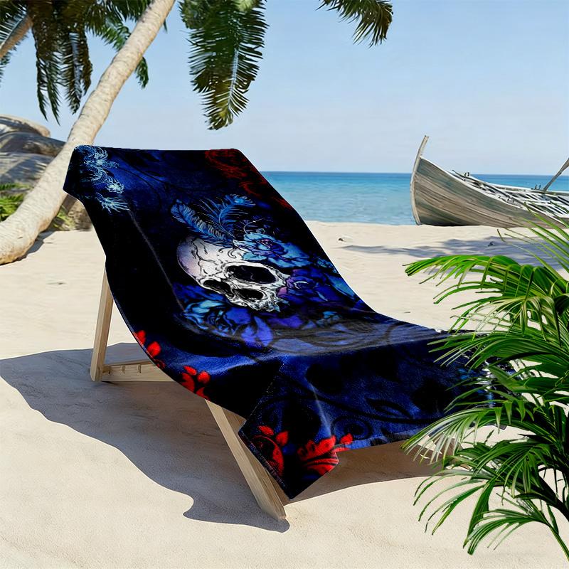 Gothic Skull Print Beach Towel, Large Soft Quick Dry Towel for Beach Camping Swimming