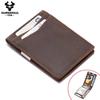 Cow Leather Thin Money Clip Men Slim Credit Card Holder Luxury Cash Holder Wallet Multi-slot Male Money Case Credential Walet