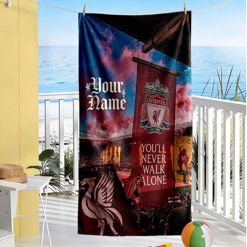 Liverpool Team Customized Name Beach Towel Super Soft Absorbent Suitable For Sports Travel Swimming Yoga Bathroom Beach And Pool