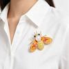 Fashion Enamel Honey Bee Brooch Shiny Rhinestone Faux Pearl Durable Alloy Pin for Coat Dress Scarf Gift for Girls