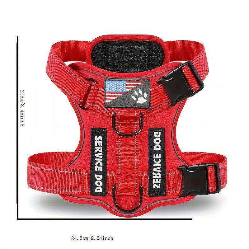 Service Dog Harness, Reflective Dog Vest Harness with 5 PCS Patches, Adjustable Soft Oxford Pet Harness, Inner Layer Mesh, Easy