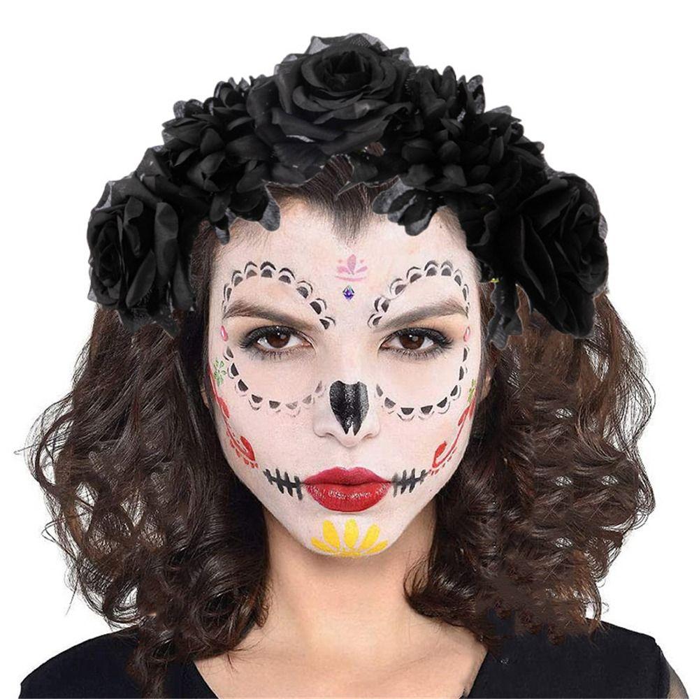 Свадьба Хэллоуин Роза Цветок Головной Убор Черный Вуаль Цветочный Головной Убор Женщины