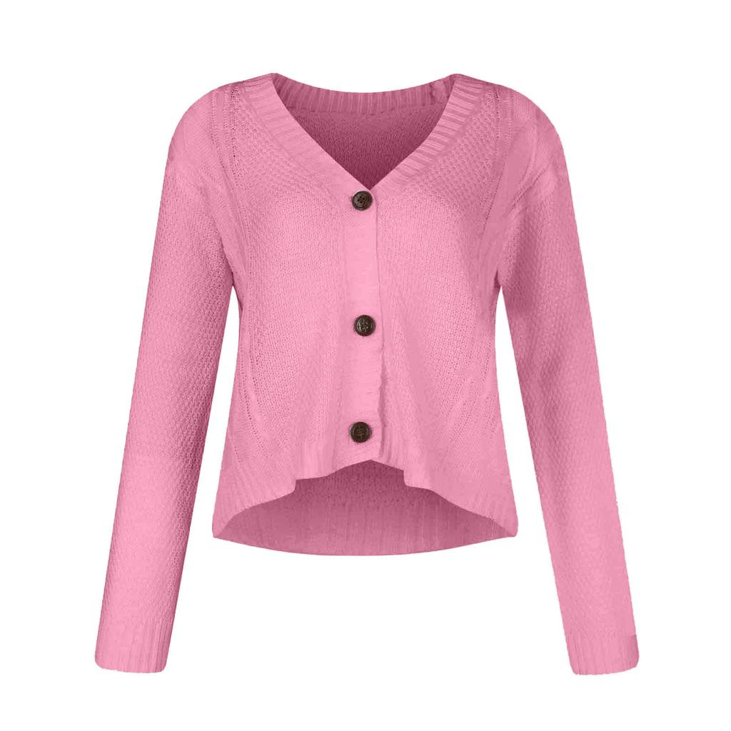 Women's Casual Short  Cardigan V-Neck  Knit Front Cardigan Botton Down Sweater Tops