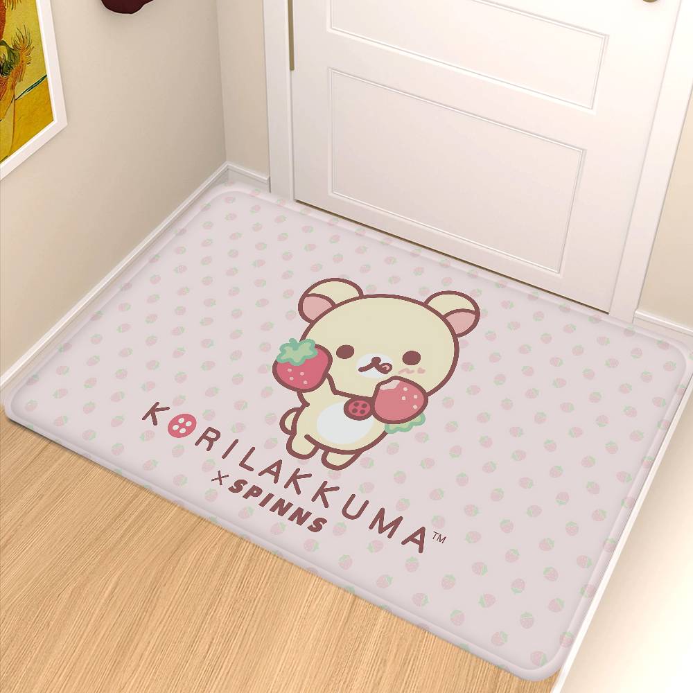 Аниме R-Rilakkuma Милый Мультяшный Фильм Коврик для Ванной Комнаты Детская Комната Спальня Декор Балкон Противоскользящий Коврик для Входной Двери Гостиная Коврик с Надписью Welcome