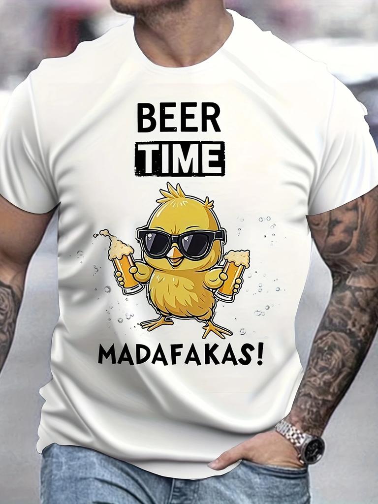 Футболка Pew Pew Madafakas мужская с коротким рукавом, с рисунком пистолета и цыпленка, летний топ, футболка с матросским воротником, уличная одежда