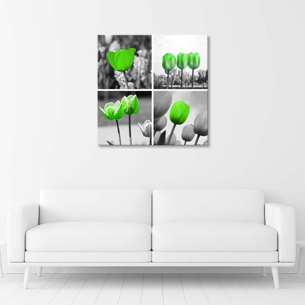 Canvas print, Green tulips collage