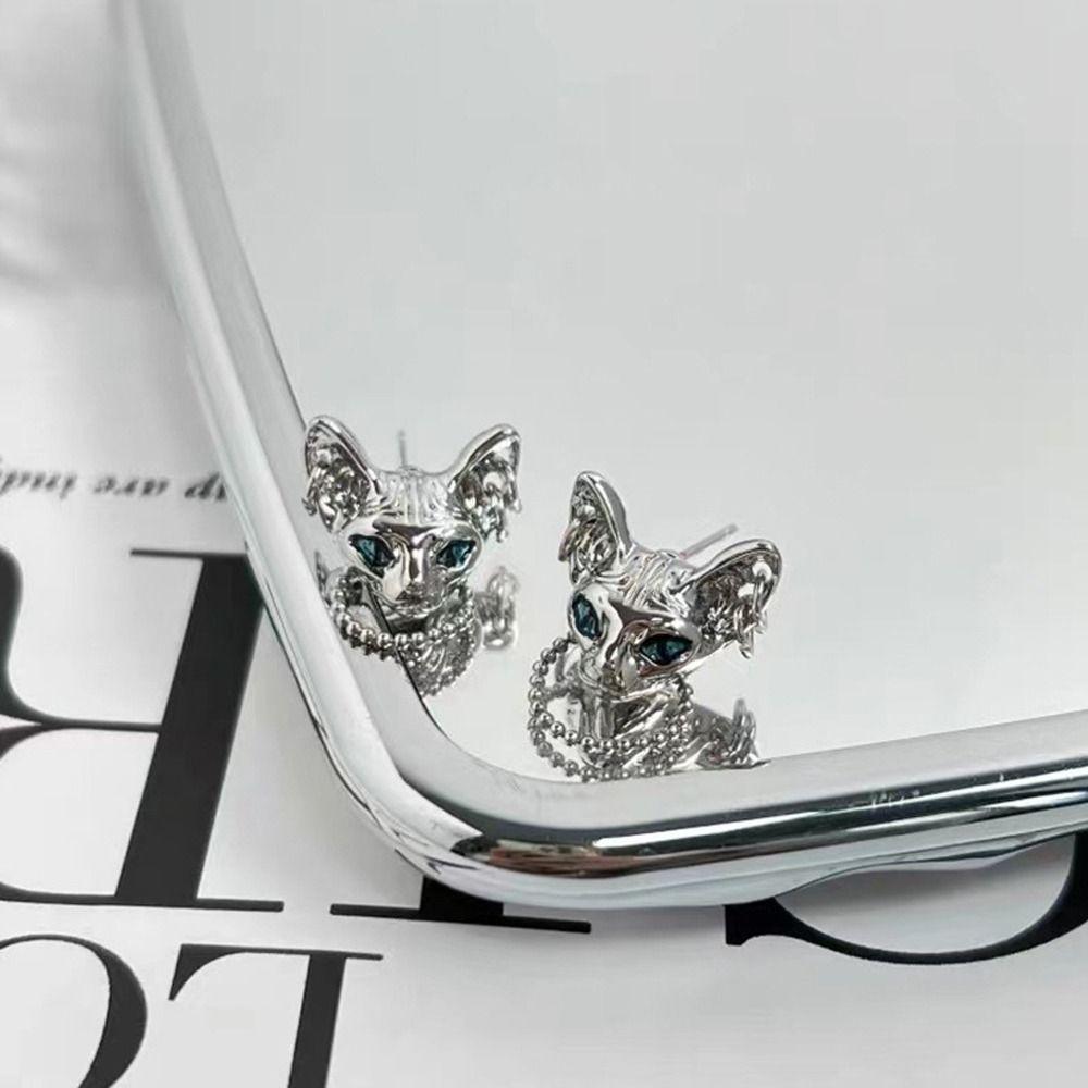 Подарок Винтажные серьги-гвоздики Кошка Сфинкс Девочка Женские Готические серьги Серьги-гвоздики Серьги в корейском стиле