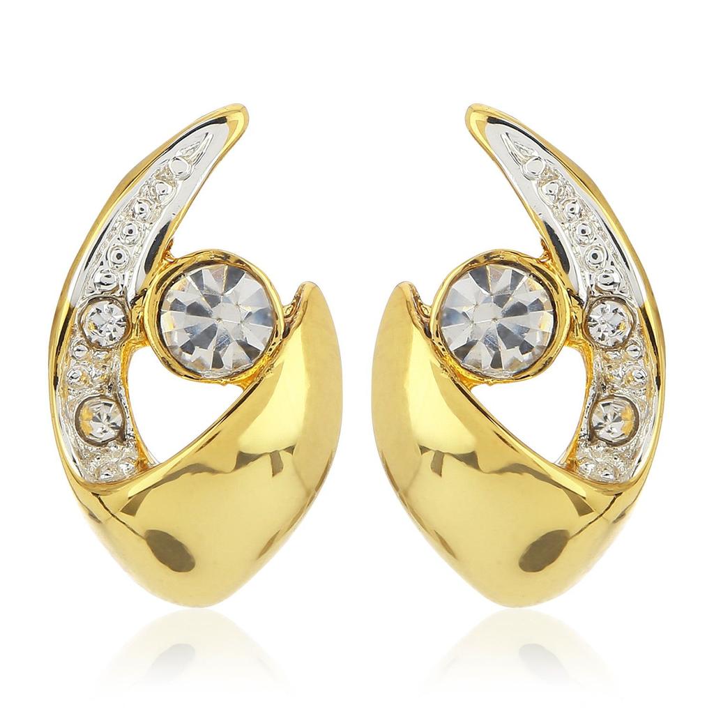 Позолоченные серьги-гвоздики Estele AD с кристаллами