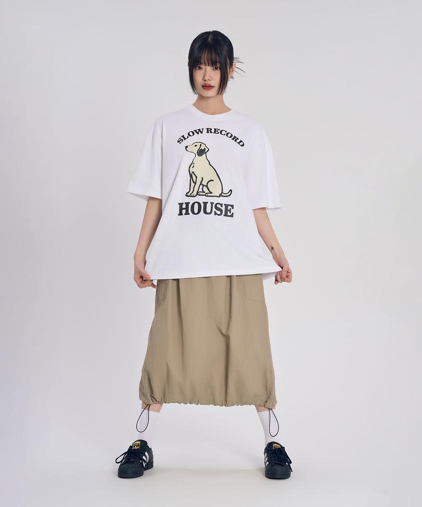 Slow Record House Nylon Cargo Long Skirt_Beige