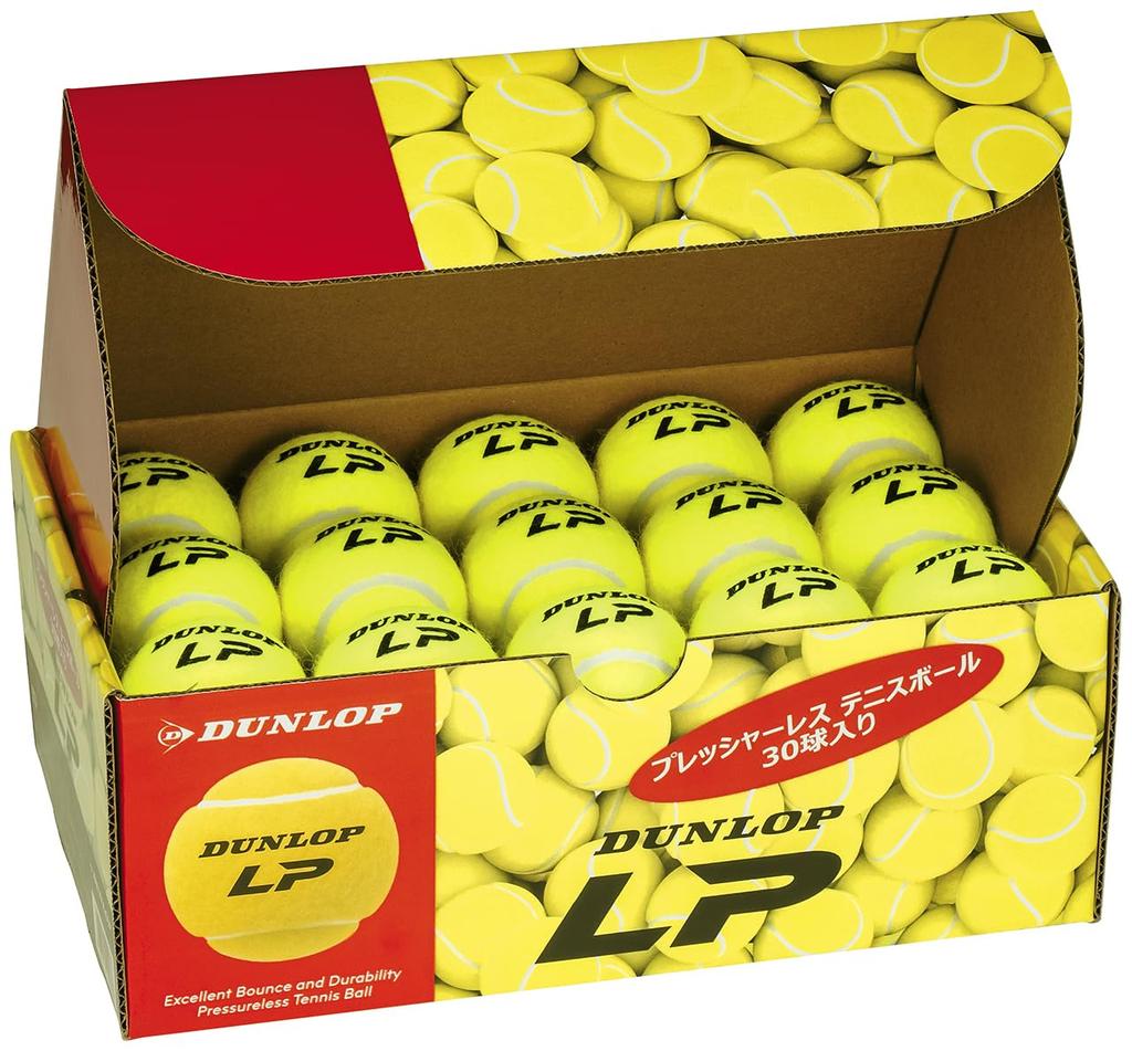 DUNLOP Hardball Tennis Ball DUNLOP LP Non-Pressure Ball 30 Balls X 4 Boxes (120 Balls) DLPCS120 Yellow