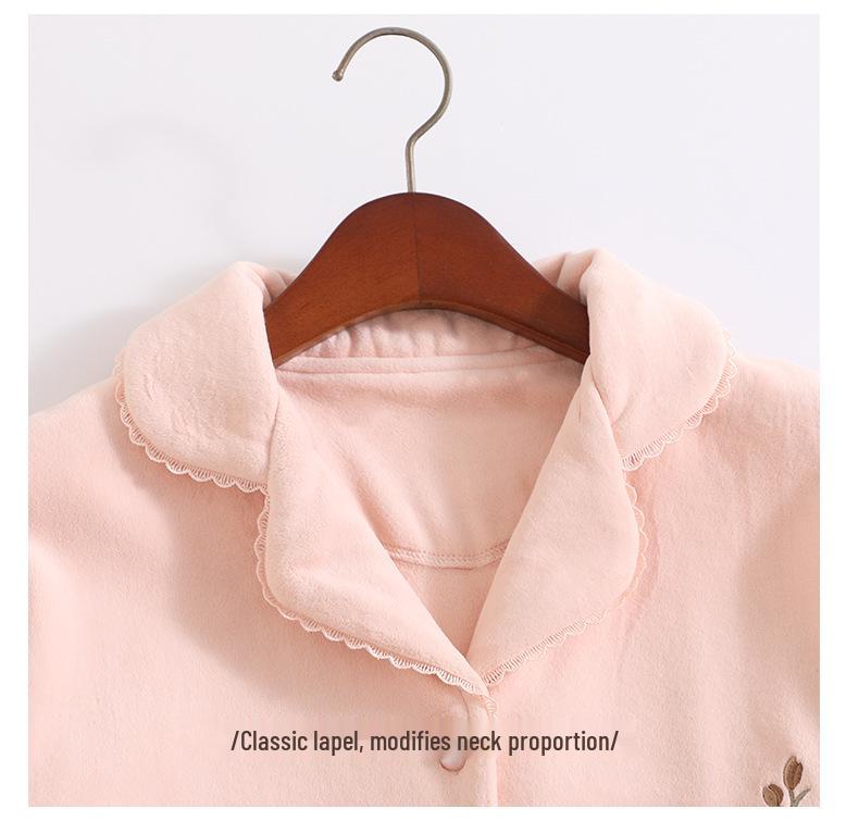 Женский зимний пижамный комплект из флиса Island 2025 - Топ с длинным рукавом и брюки, Утепленный, Домашняя одежда высокого класса