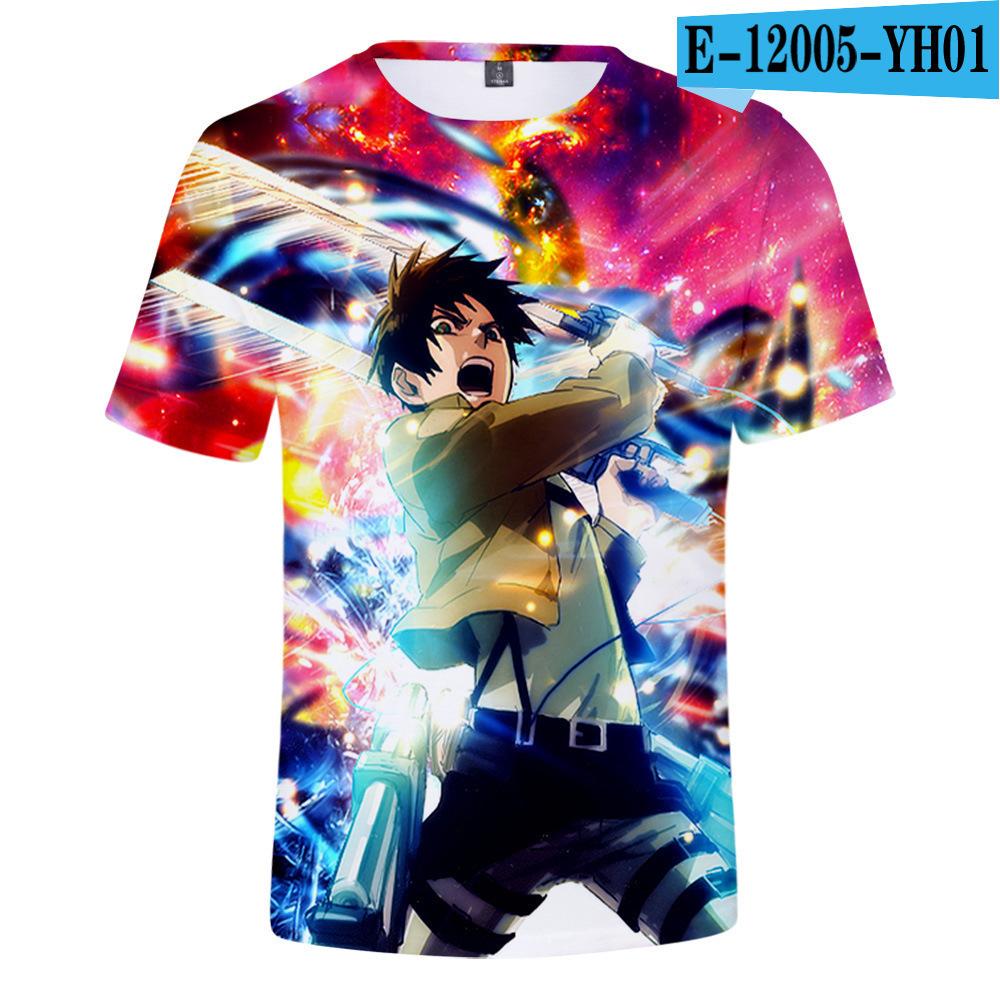 Men's 3D Color Printed Short Sleeved T-shirt with Street Fashion Around The Giant In Summer Anime Attack T-Shirts