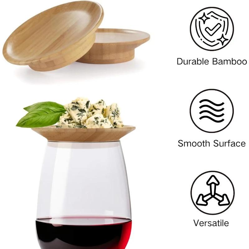 Украшение для бокала вина, бамбуковая крышка для бокала вина, подставки под тарелки, крышки для стаканов, деревянные украшения для стаканов для семейного праздника