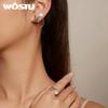 WOSTU Уникальные серьги-гвоздики из стерлингового серебра 925 пробы с кроликом, открытое кольцо для женщин, длинные звенья, зажимы для ушей, забавные вечерние ювелирные изделия на день рождения