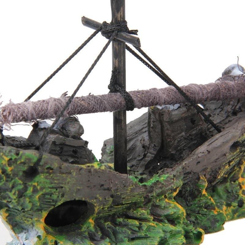 Landscape Pirate Ship Shipwreck Aquarium Fish Tank Decoration Retro Resin Design Ship Aquarium Accessories Home Decoration