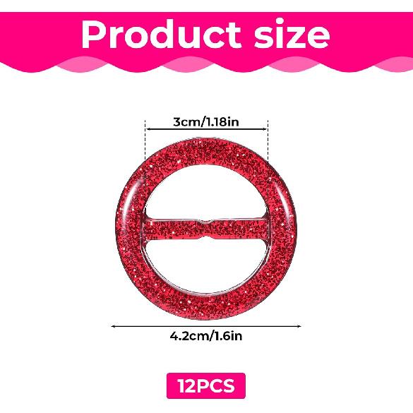 12 PCS T-shirt Tie Clips, Scarf Ring Clip, Fashion Circle Clips Buckle, Clothing Ring Wrap Holder 80s Decoration for Women Hat Scarf Dress