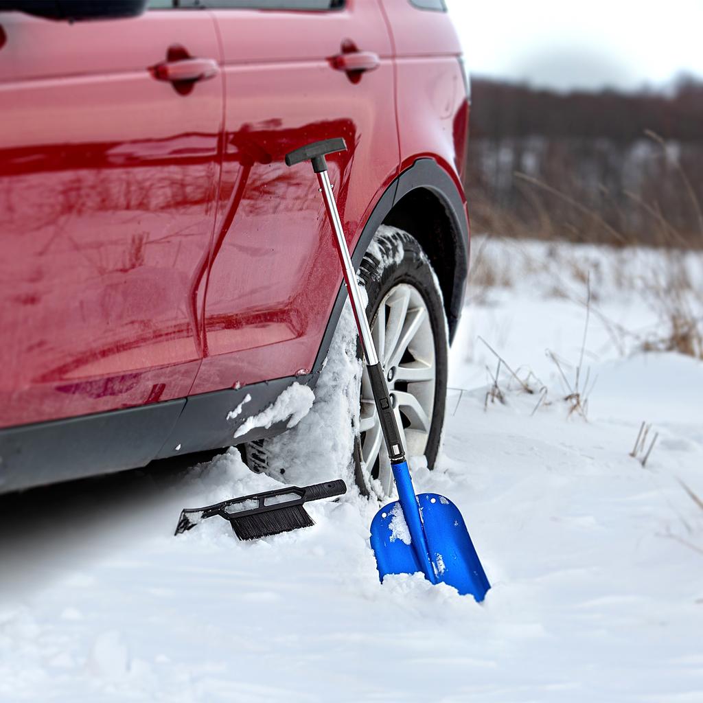 KADAX Łopata Do Śniegu 3W1 Składana Teleskopowa Saperka Szczotka Skrobaczka