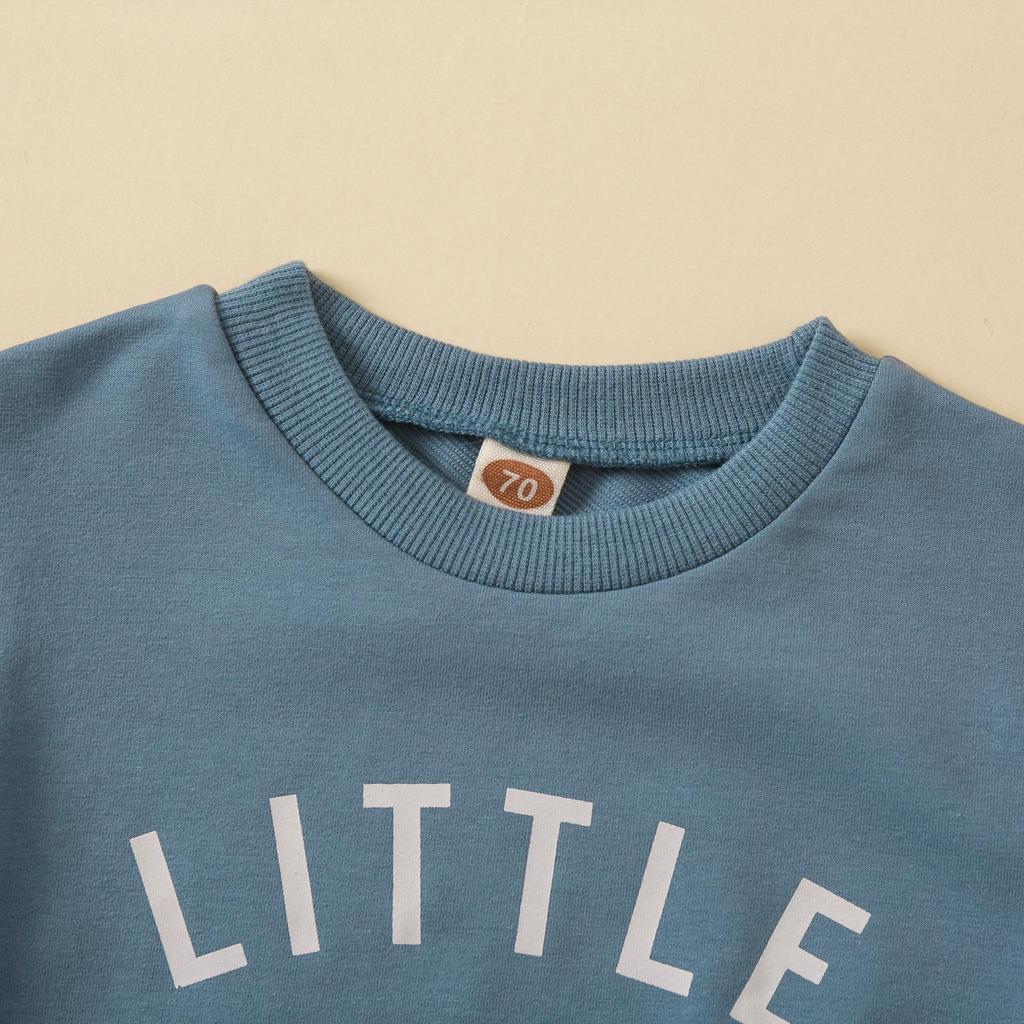 Комплект из двух предметов для малышей: топ с круглым вырезом и принтом букв и однотонные длинные брюки, многоцветный.