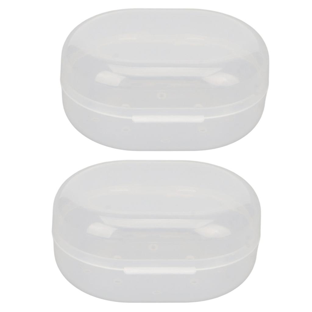 2pcs Swimming Earplug Storage Box Buckle Closure Breathable Holes Earplugs Carry Case Transparent