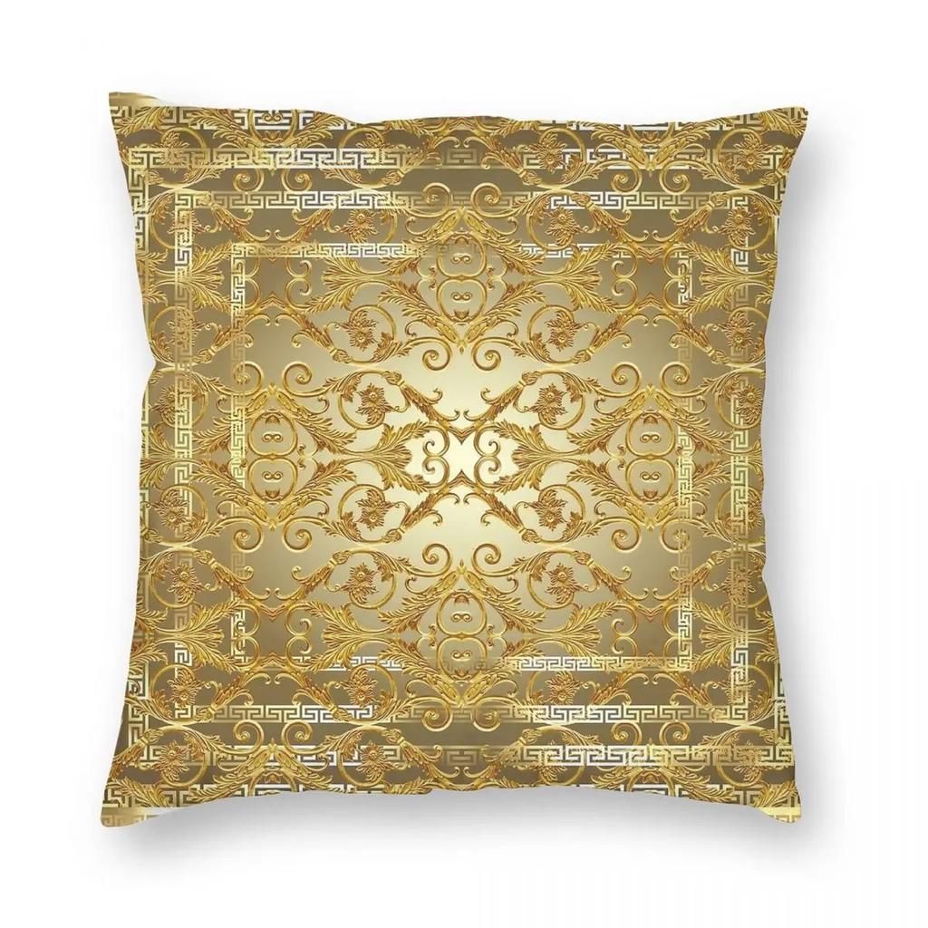 Greek Key Golden Baroque Style Pillowcase Double-sided Printing Cushion Cover Decorative Throw Pillow Case Cover Home Square