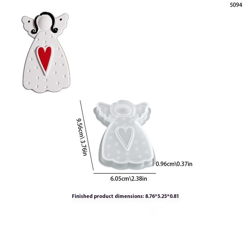 DIY Faceless Angel Silicone Mold Christmas Tree Hanging Ornament Plaster Concrete Resin Mould Heart Dot Texture Dress Girl Craft