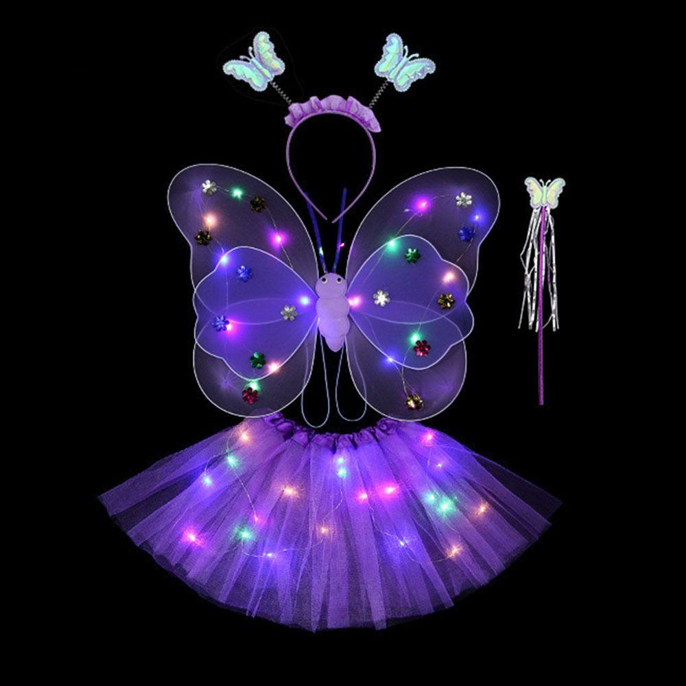 Lights Suit Girls Skirts LED Children Costume Props Angel Luminous Wings Flashing Butterfly Skirt