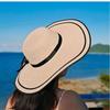 Ribbon Bow Tie Beach Hat Portable Straw Cap Casual Wide Brim Straw Hat Women