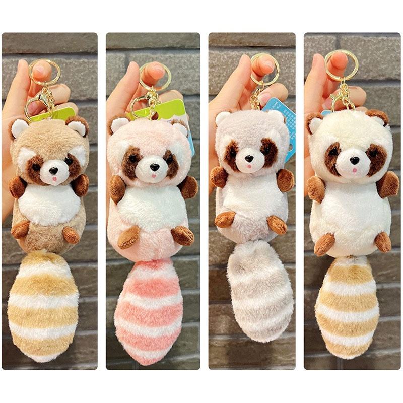 Fluffy Raccoon Plush Keychain Bag Decoration, Doll, 15*6.5cm