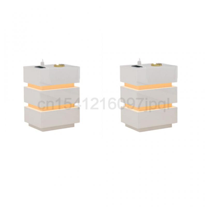 2/1PC RGB Bedside Table With LED Remote Control Locker 4/3/2 Drawer Large Capacity Storage Furniture For Living Room Bedroom HWC