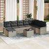 VidaXL 9-Piece Garden Sofa Set with Light Grey Cushions Poly Rattan 3358941