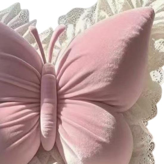 Декоративная подушка-бабочка Бархатная подушка-бабочка с кружевной отделкой Подушка для дивана, дивана, автомобиля Домашний декор Подарок на новоселье, день рождения