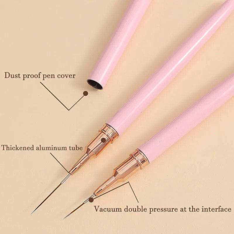 7/9/11/15/25MM Nail Liner Brush Set Handle Nail Art Pen Brush Drawing Lines Stripe Painting Flower Pen Nail Art Manicure Tools