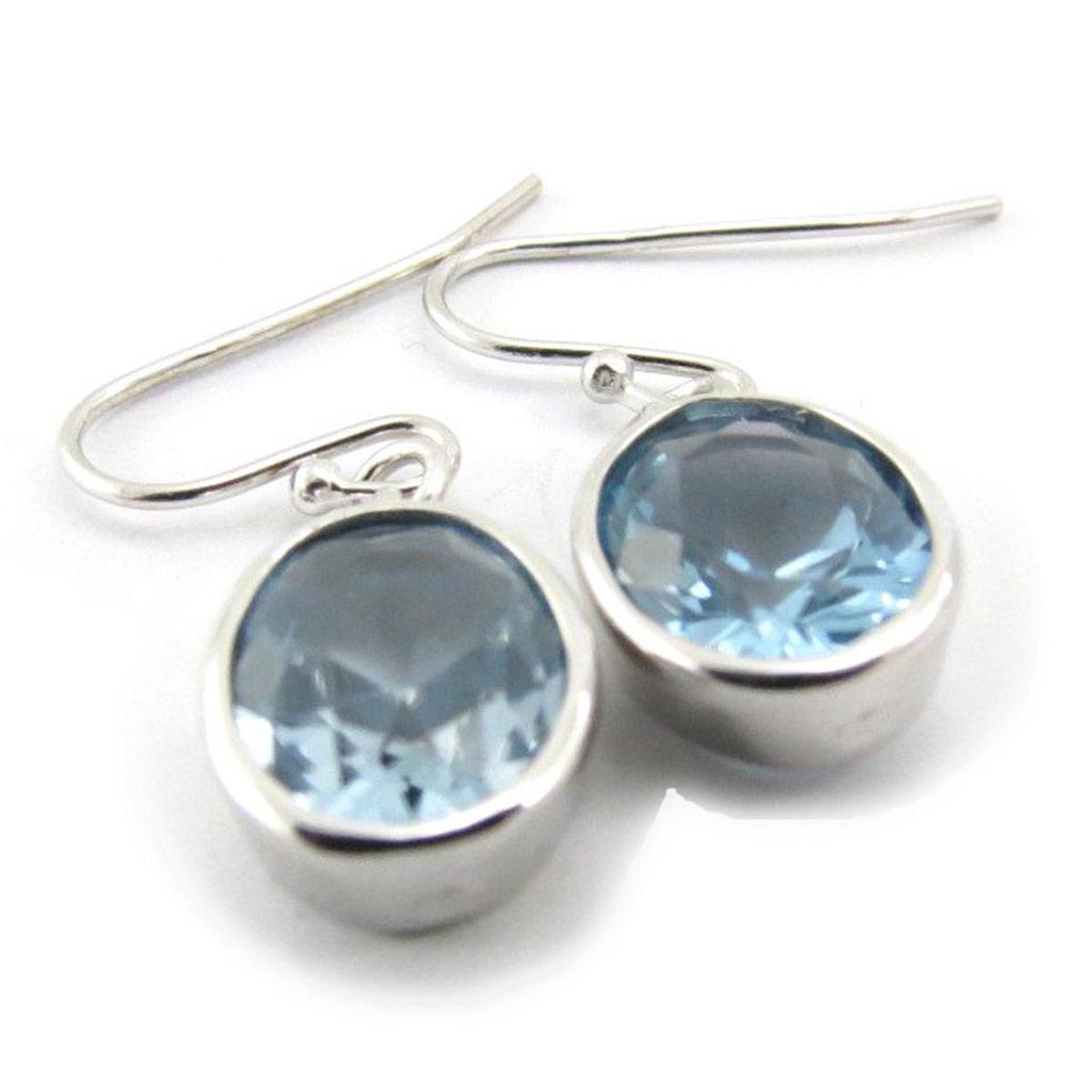 Les Trésors De Lily [G2846] - Silver 'Linda' Blue Topaz Earrings