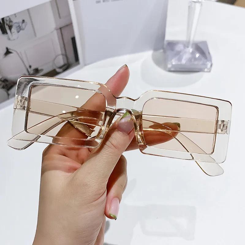 New Small Rectangle Frame Sunglasses Women'S Fashion Jelly Color Sun Glasses Summer  Travel Eyewear Uv400