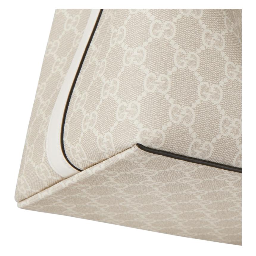 Gucci GG Emblem Logo Print GG Monogram Coated Canvas Shoulder Tote Bag Small Women handbags Beige White 815103-FAD6L-9641