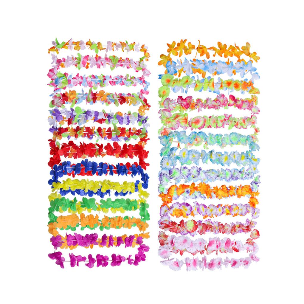Набор из 50 гирлянд-ожерелий из цветов для пляжа, для DIY-декора, гирлянды для улицы, для путешествий, праздника, дня рождения, выпускного вечера