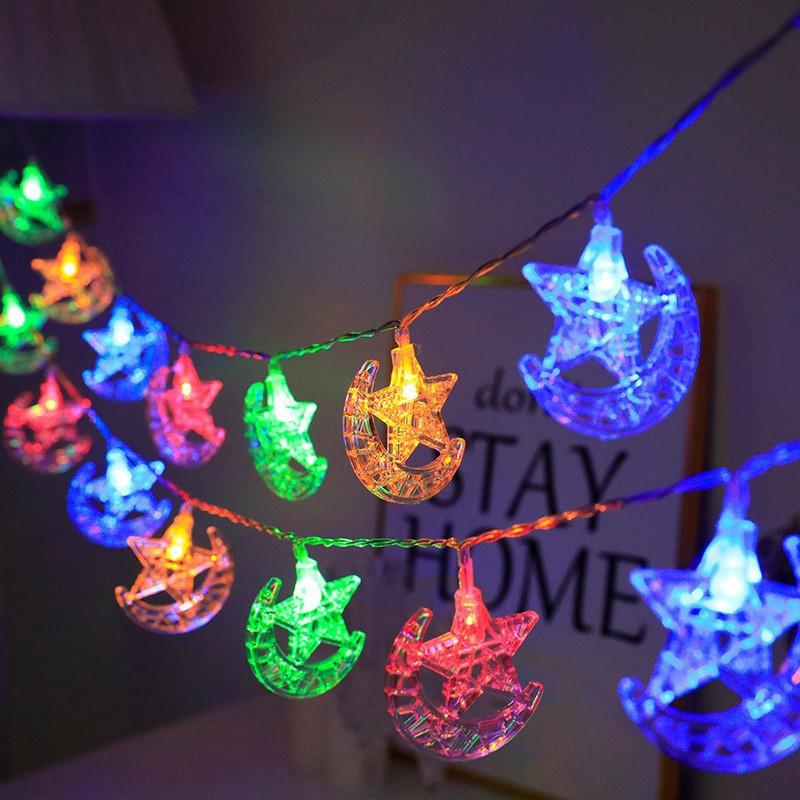 LED String Lights Ramadan Eid Decorations Star Moon Castle Theme Indoor Outdoor Festival Lighting