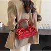 Fashion Red Bow Bag for Women Autumn New Single Shoulder Underarm Bags Versatile Crossbody Portable Cylinder Bag