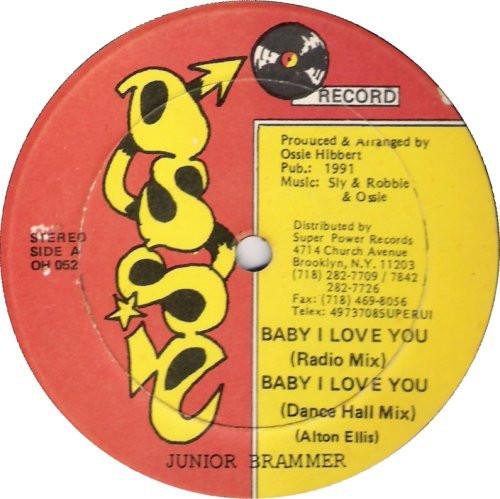 12-дюймовая пластинка JUNIOR BRAMMER GARY MINOTT Baby I Love You OH052 Ossie 1991 США Регги Ска Даб Б/у