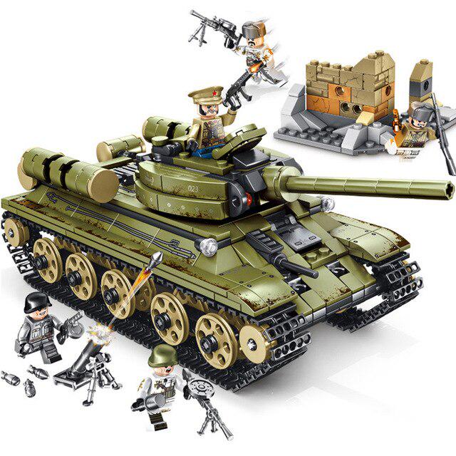 683Pcs Sembo T-34 Tank Model Educational Building Blocks Toys For Boys DIY Birthday Holiday Gift Small Bricks 101038