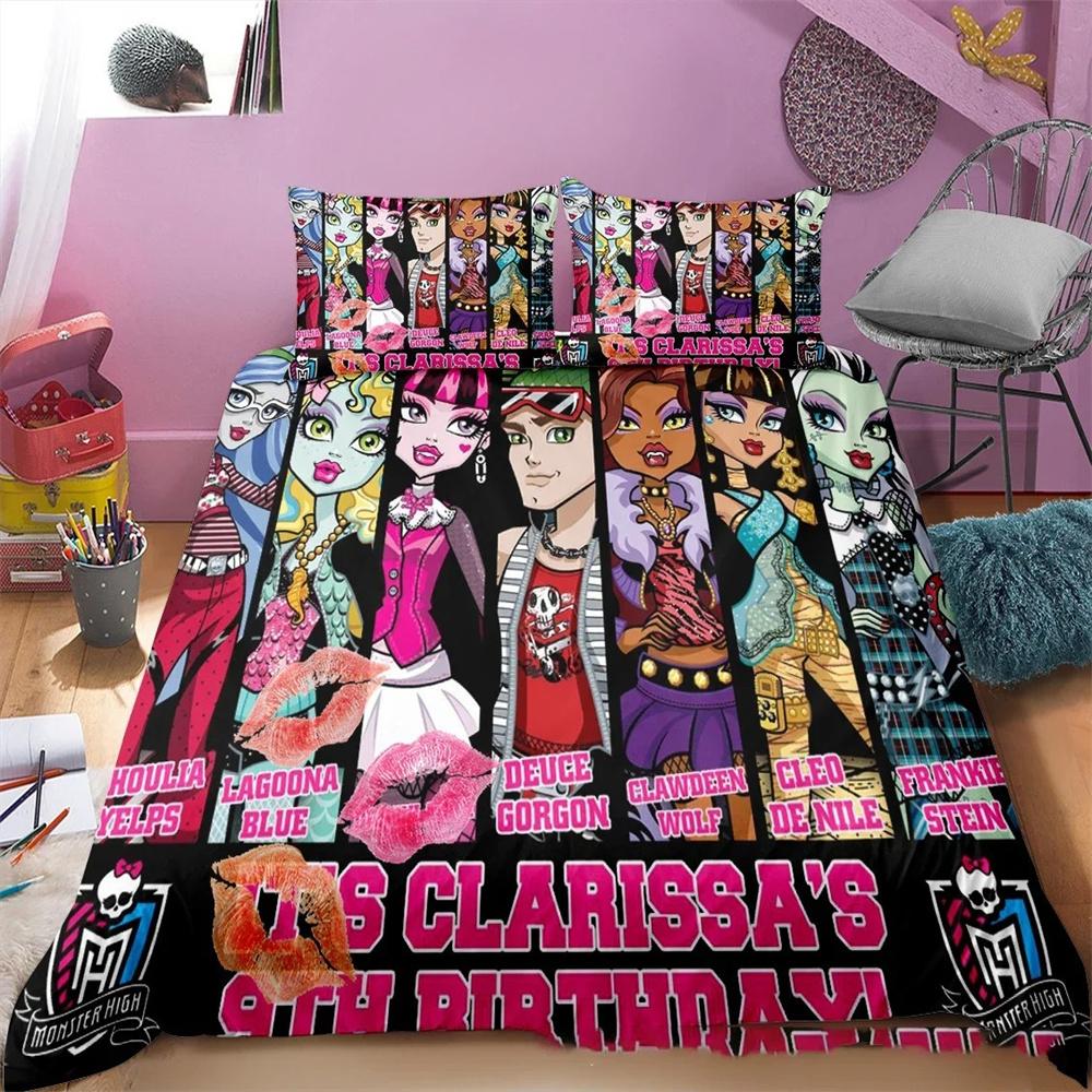 3D Печатная Коллекция Постельного Белья Monster High Пододеяльник Покрывало для Спальни Односпальное Двуспальное King Size Покрывало Домашний Текстиль 23 шт.