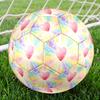1pc Rainbow Heart Sparkle Theme Soccer Ball Football, Size 5, Lightweight PVC, Outdoor Training Soccer Ball,Gift j61432